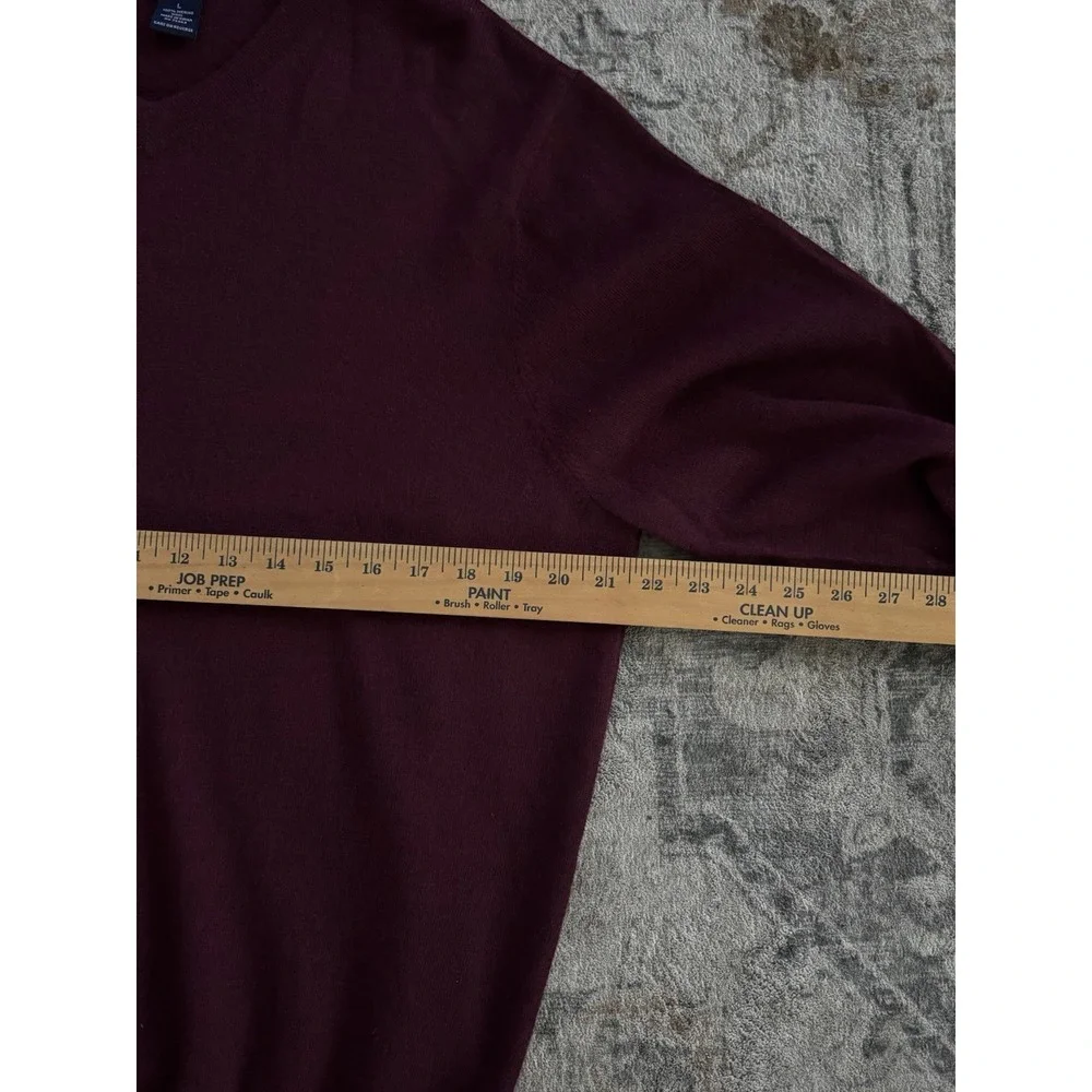 Davis‎ & Squire Extra Fine Merino Wool V-Neck Sweater Burgundy Large Preppy 0310